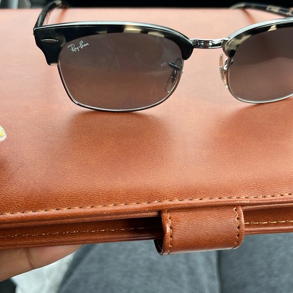 TORTOISE-SILVER BROWLINE RETRO-VINTAGE SQUARE POLARIZED SUNGLASSES w GRAY LENSES - Picture 2 of 6